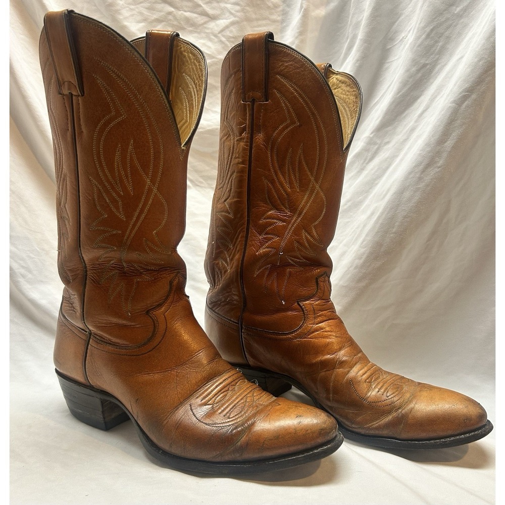 VTG Justin Cats Paw Sole Brown Western Cowboy Boots Mens 9.5 D Boho Festival